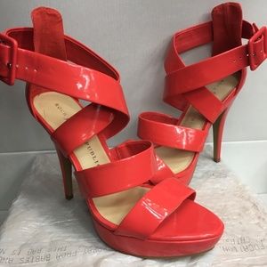 Bright Coral Strappy Heels